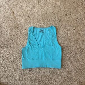 Garage Bright Blue Ribbed Crop Tank Top